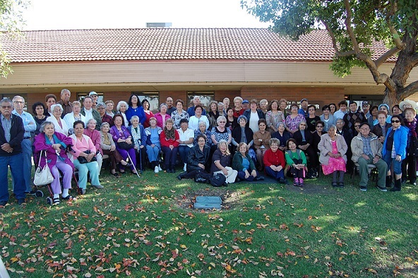 Residents Gathered in Front of the Senior Center